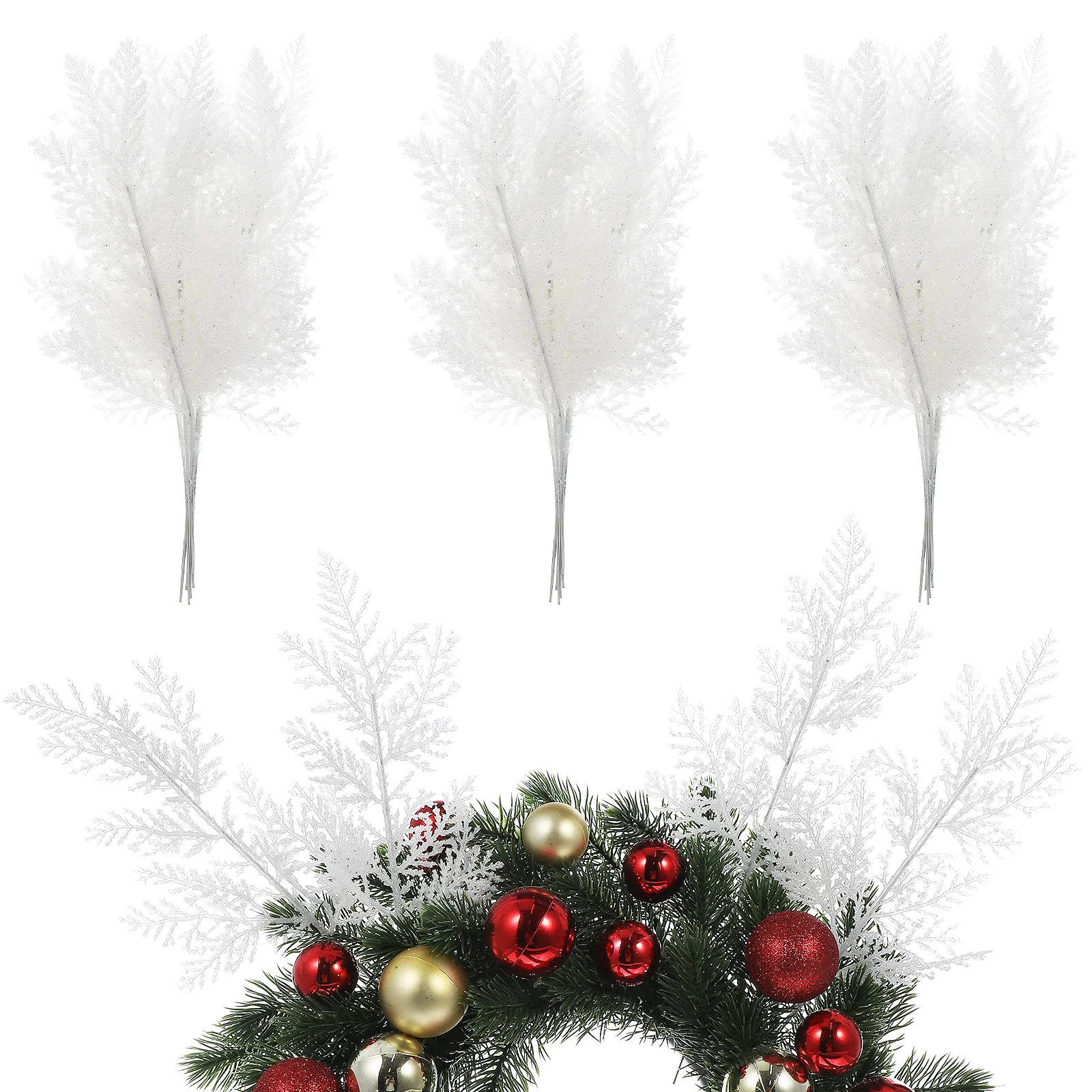 24 Pcs Christmas Tree Picks Leaves Decor Pine Branches And Sprays Garland Frosted Fake