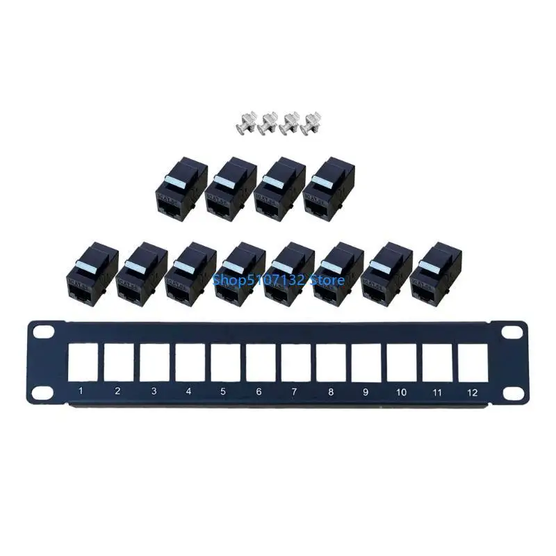 87HD 12 포트 CAT5E RJ45 w/back bar wallmount 또는 rackm 용 커플러 패치 패널을 통해