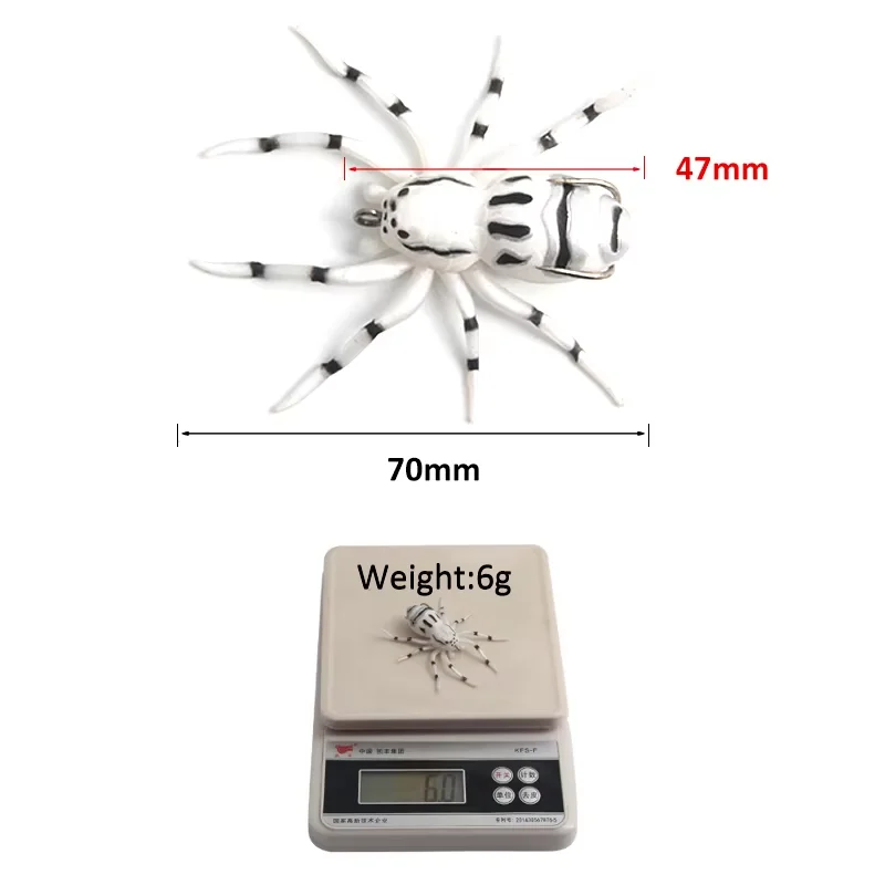 Goture 1pcs/lot 6g 70mm Multi-coloured Artificial Floating Water, Spider Lure Spinning Freshwater Bait for Warbucks and Bass