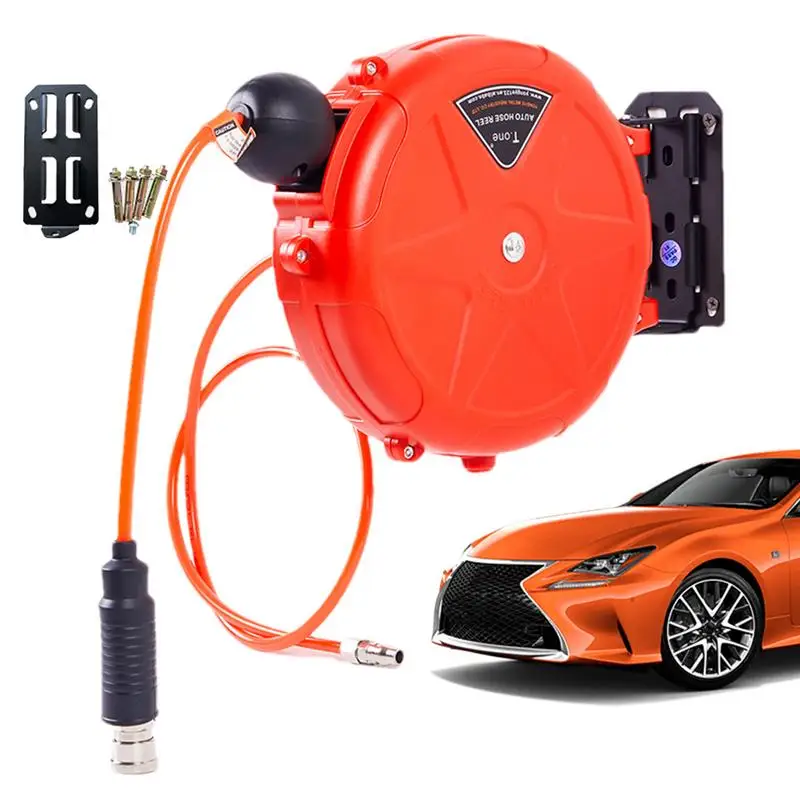 

Pneumatic Hose Reel Retractable 10m Automatic Rewind Tool Commercial Reel With Swivel Bracket Quick Coupler Air Compressor