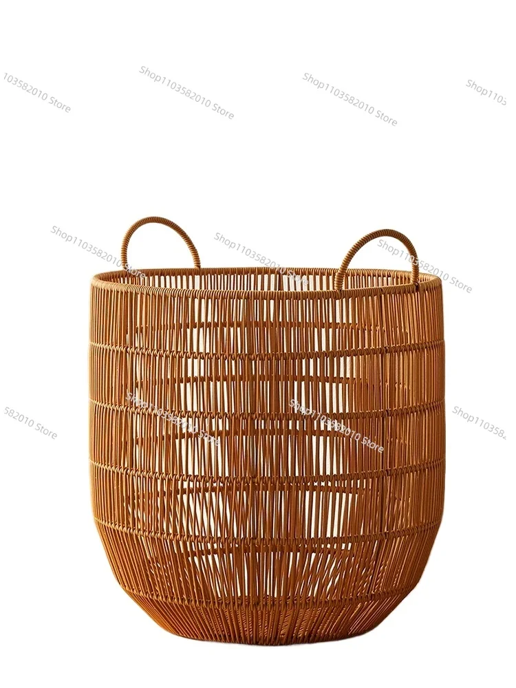 

Imitation Rattan Waterproof Laundry Dirty Clothes Storage Basket Bedroom Linen Basket Bathroom Dirty Clothes