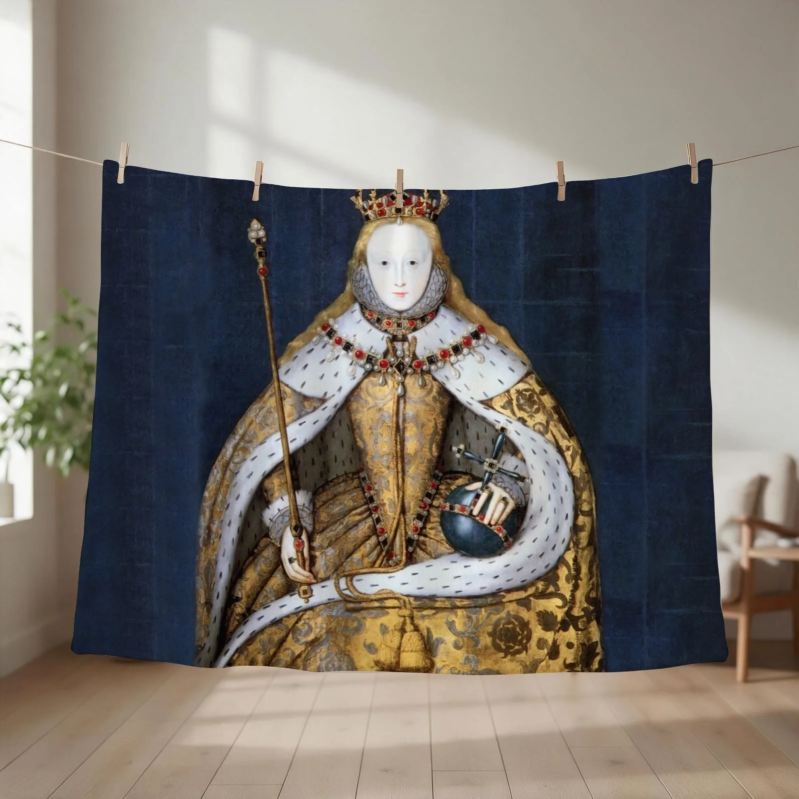 Elizabeth I Coronation Portrait Throw Blanket couch cozy soft plush fuzzy picnic outdoor blanket