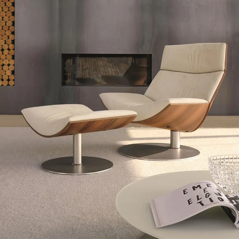 Custom modern simple leather business office revolving metal living room reception negotiation lounge chair