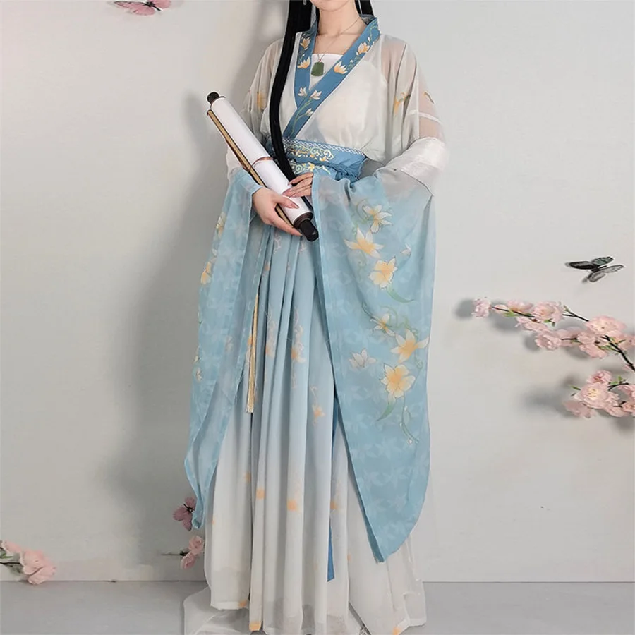 Chinese Traditional Hanfu Costume Woman Ancient Han Dynasty Dress Oriental Princess Dress Lady Elegance Tang Dynasty Dance Wear