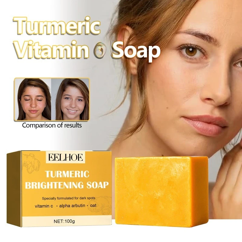 

Turmeric Cleansing Soap face fade Dark spots acne marks brighten skin remove Dull Melanin whitening moisturizing body care Soap