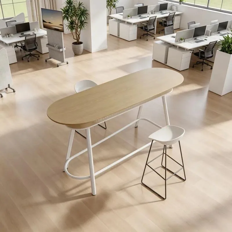 Modern Tall Bar Tables and Standing Desks for Open Plan Workspaces Customizable Public Height Adjustable Furniture