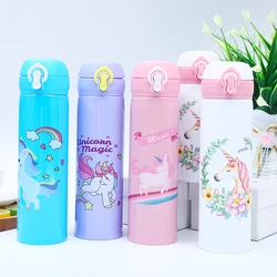 500ML Unicorn Kid's Thermos Bottle Vacuum Water Bottles 304 Stainless Steel Drinking Cartoon Cup For Girls Children School