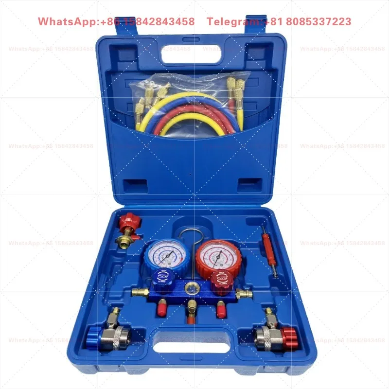 Oil Filled Anti-Collision Dual Gauge Valve,Refrigerant Pressure Gauge Set For Air Conditioning Refrigeration System
