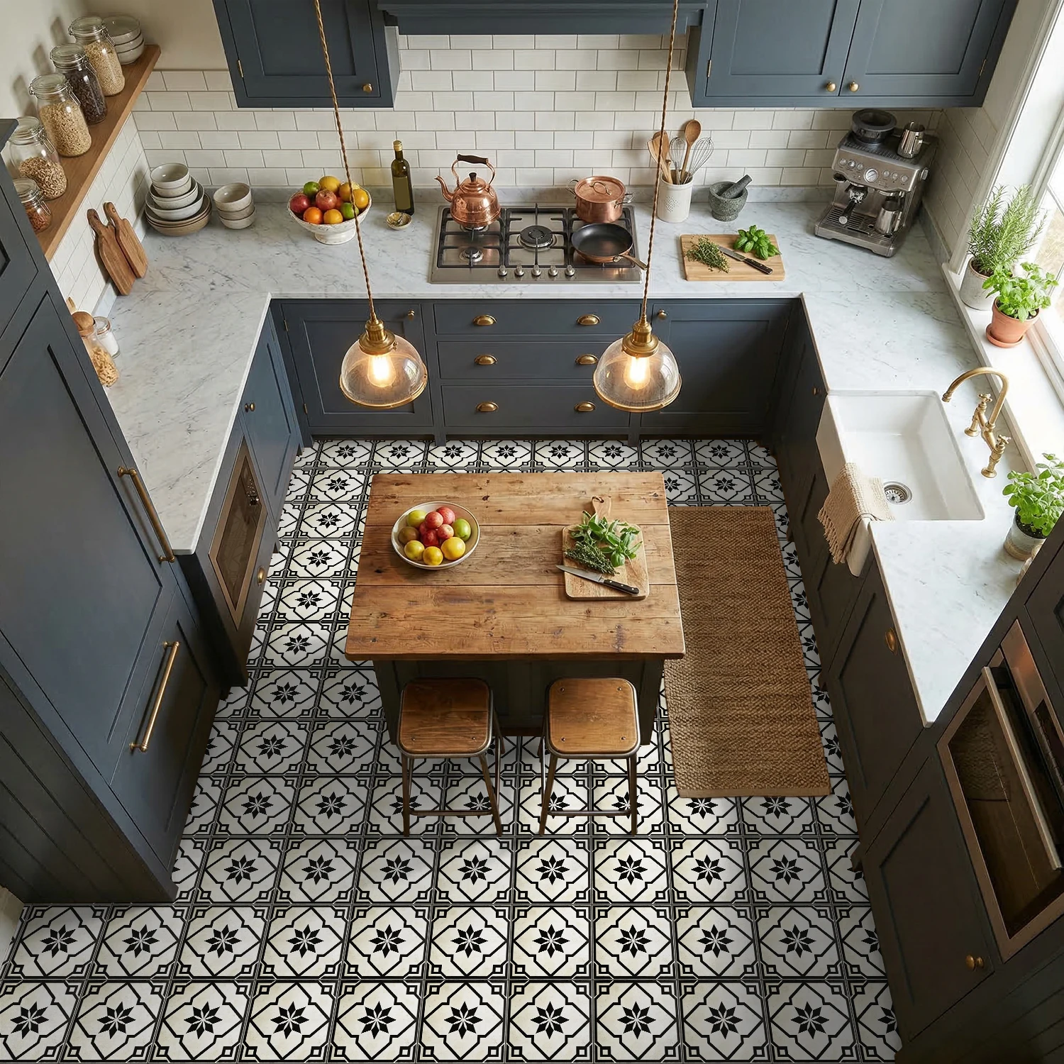 Moroccan Tile Stickers, 0.72mm Thick Matte Self-Adhesive Decals for Kitchen Backsplash Home Renovation