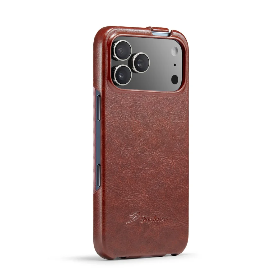 Genuine Leather Vertical Flip Cover Case for Apple iPhone 17 Pro Max Air Luxury Fundas with Free Gift Screen Protector