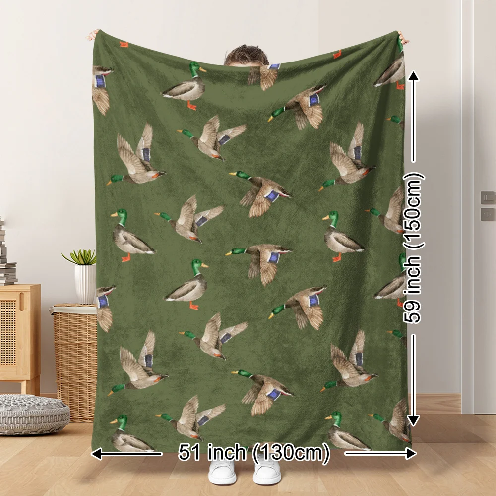 Mallard Duck Fleece Blanket Hunting Outdoor Print Throw Soft Warm All Season Bedding Home Decor Gift for Nature Lovers