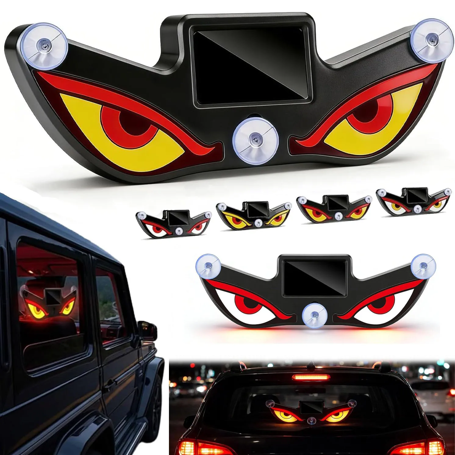Solar Demon Devil Eyes LED Car Window Light Waterproof Rechargeable LED Light Sign APP & Remote Control  for Car Truck SUV