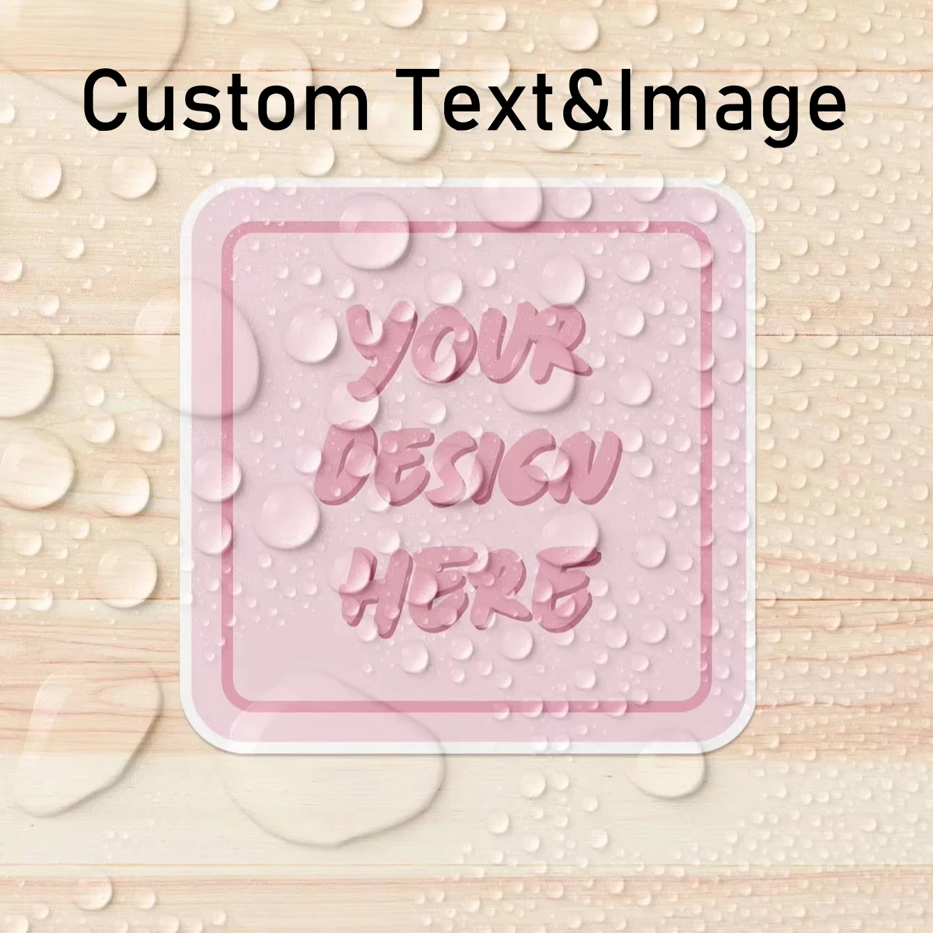 1-90Pcs Custom Waterproof Square Stickers, Custom Image Text Craft Tags for Baby Shower, Soap Box, Gift Bag, Wedding