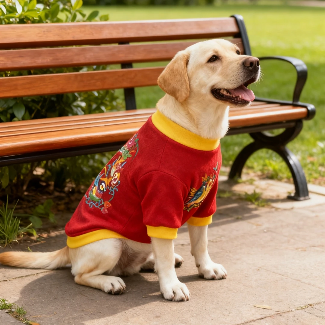 

Dog Sweater Chinese Style Custom Name Plush Lined for Large Dogs, Original Design High Quality Winter Warm Dog Sweater