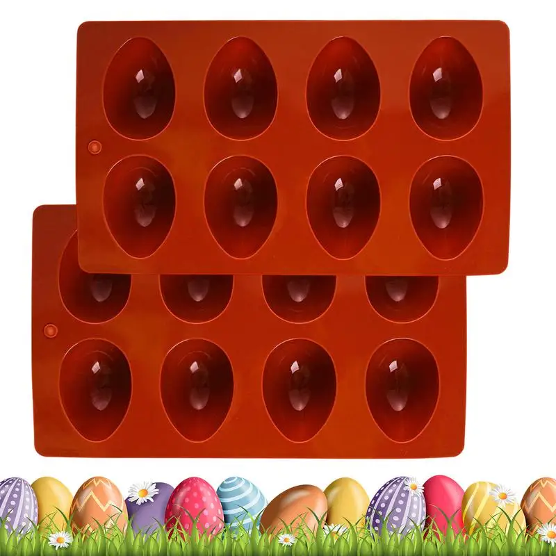 

Silicone Egg Pan 8-Cavity Silicone Egg Molds For Easter Oven Safe Mould 2x Baking Supplies For Gummy Jelly Chocolate Candy