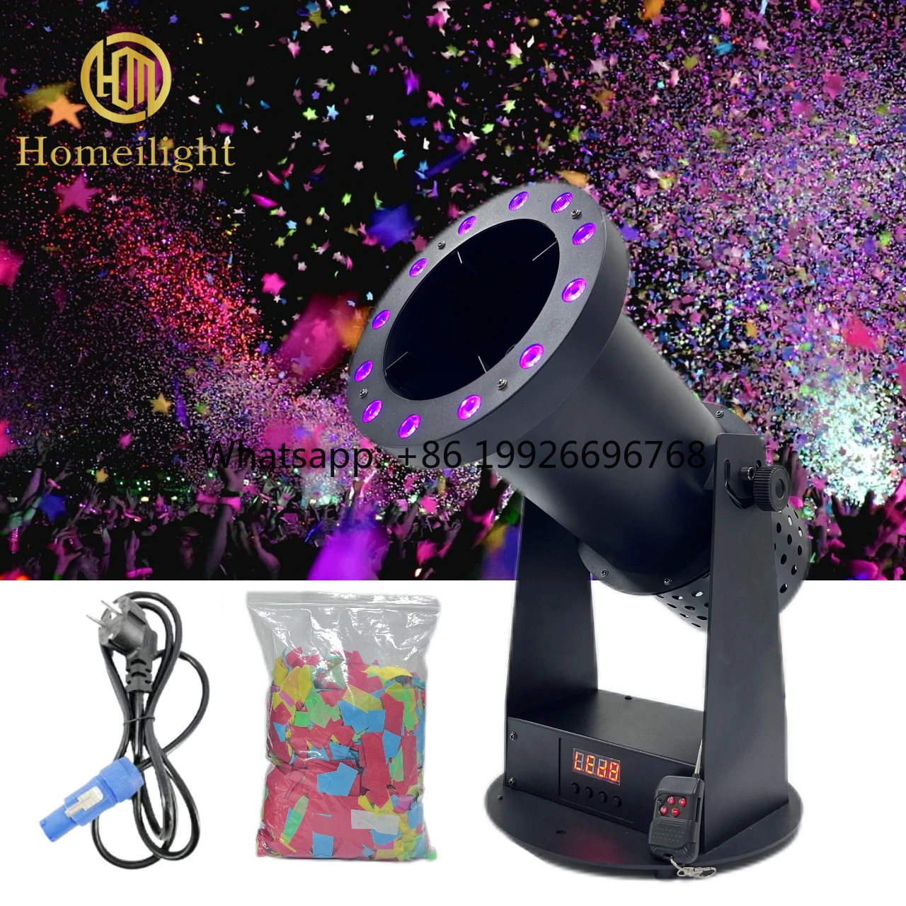 

Новое оборудование Homei Effect Equipment: 1500W цветная RGB LED машина для конфетти для свадеб и вечеринок