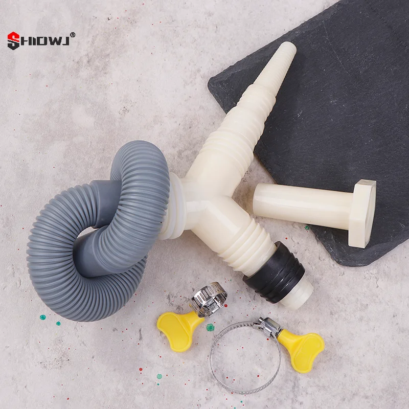 1Set Drainage Tee Adapter Drainages Pipe Fitting For Washing Machine Dryer Drain With Extended Hose