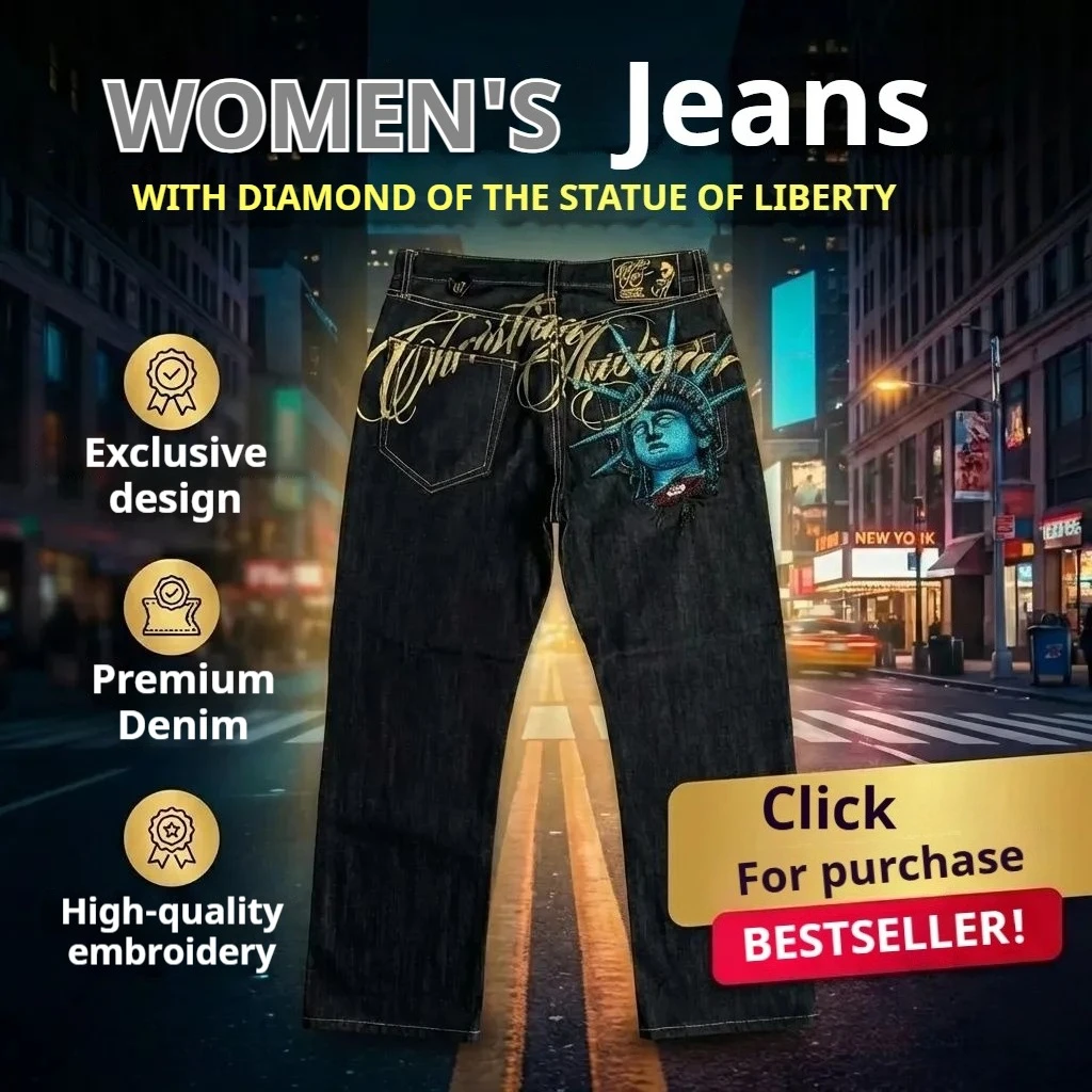 

Новые джинсы 2026 года с принтом Статуи Свободы, женские повседневные джинсы с высокой талией, прямые широкие штанины, винтажные Y2K, женская одежда