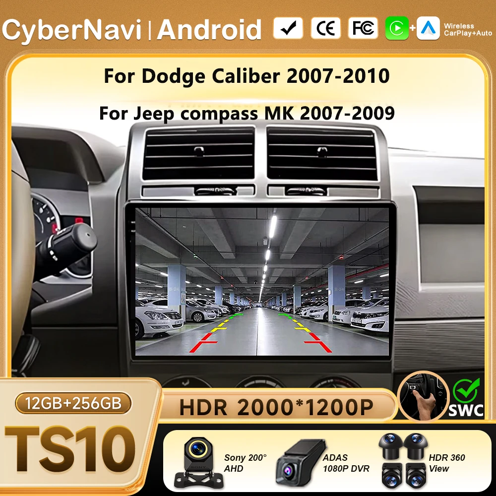 Car Radio For Dodge Caliber 2007-2010 For Jeep compass MK 2007-2009 Carplay Navigation GPS Stereo Auto Screen Bluetooth