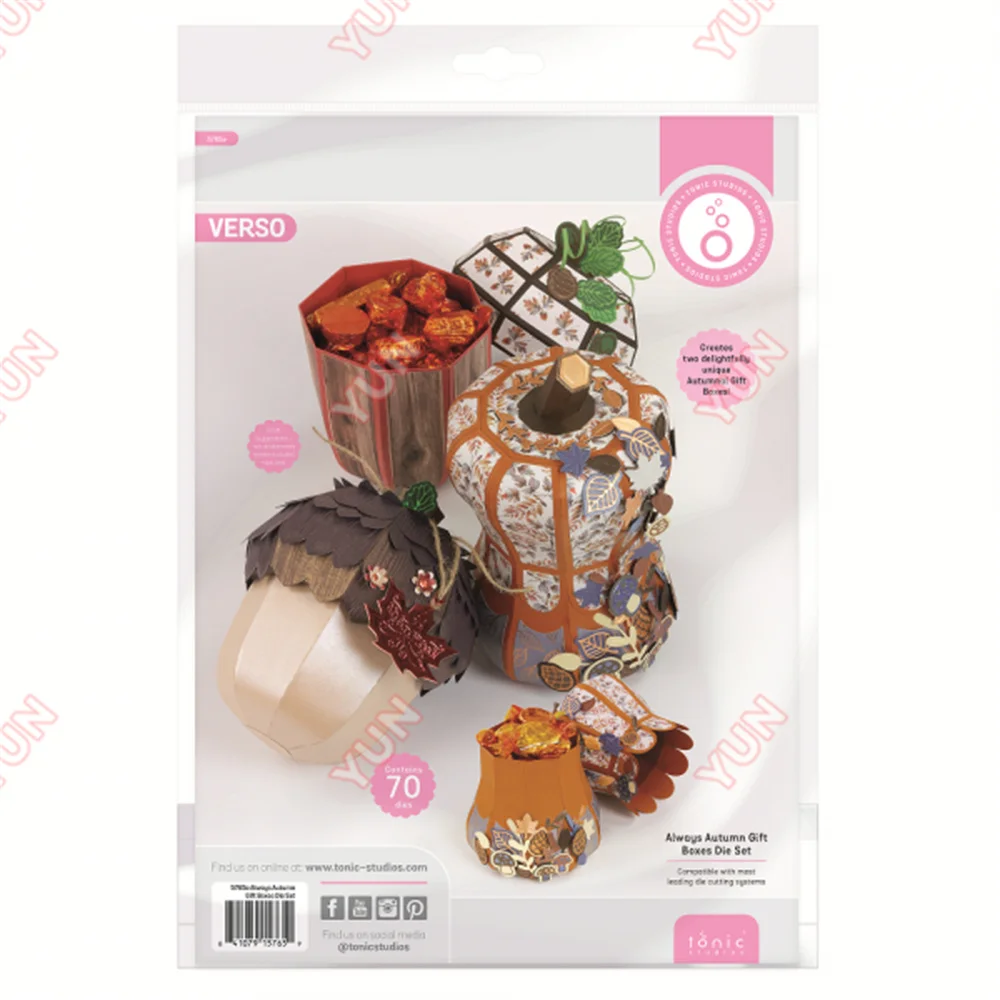 Oct New 2024 Always Autumn Gift Boxes Die Set Box Craft Metal Cutting Dies Christmas Add Mold DIY Scrapbooking Gift Card Making