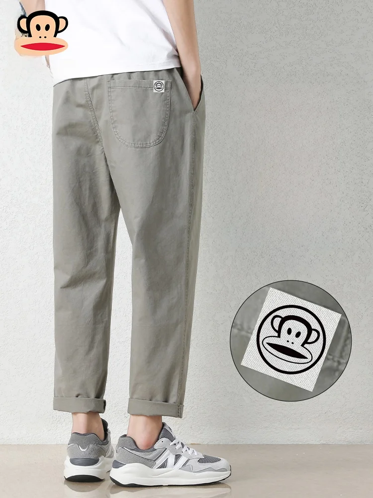 

Мужские повседневные брюки Paul Frank свободного прямого кроя, летние, винтажные, в японском стиле, Harlan Nine Points, дышащие, удобные, из хлопка