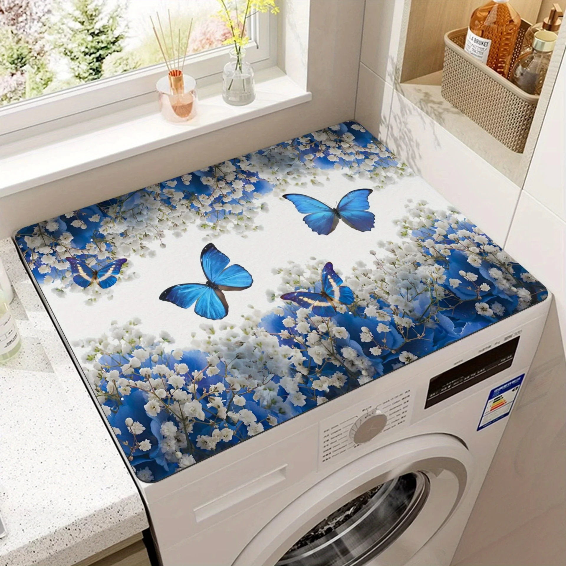 

Новые противоскользящие накладки-подкладки для стиральных машин с дизайном «Бабочка» и цветочным узором, для дома, прачечной, кухни