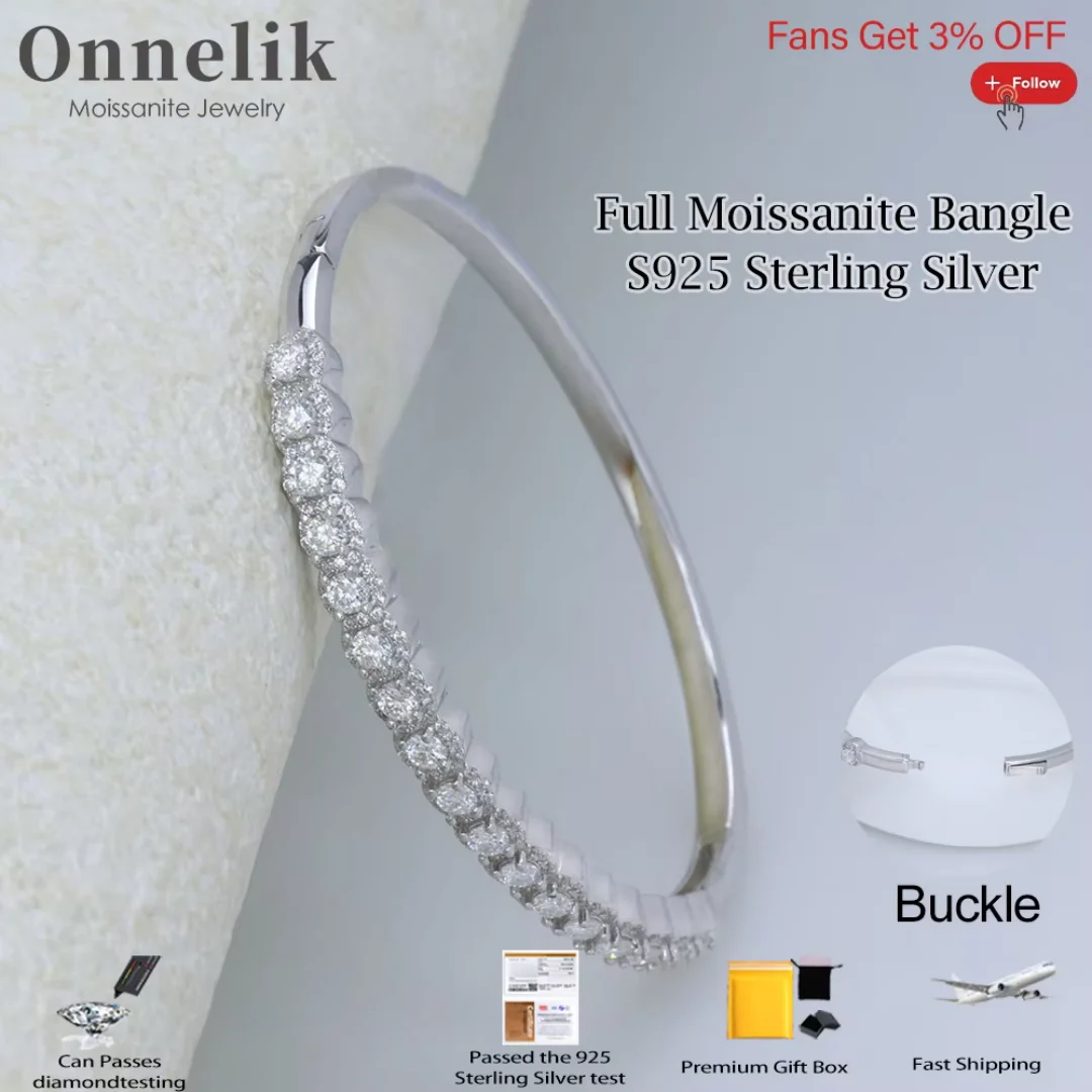 

Onnelik D VVS1 Муассанит Браслет S925 Стерлинговое Серебро Пластина Браслет из 18-каратного золота для женщин Свадебная вечеринка Подарок на день рождения Ювелирные изделия