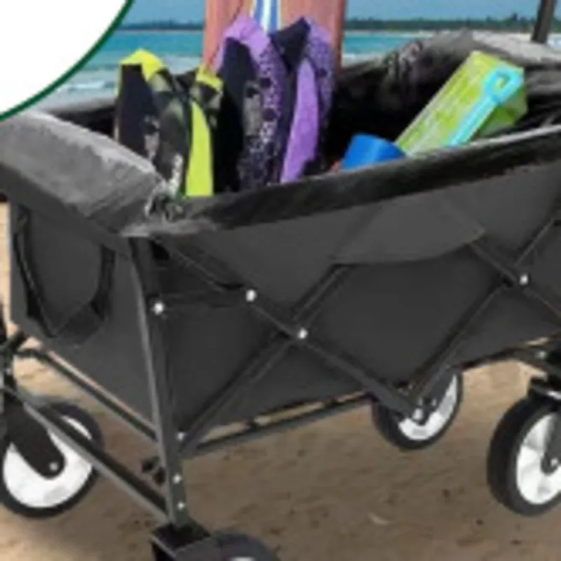 Carro plegable de 360 libras con sistema de flejado para acampar, compras, deportes, soportes, bolsa con revestimiento de plástico de 3 uds, color negro