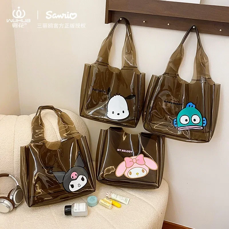 Hello Kitty Cosmetic Bag Melody Purses and Handbags for Women Sanrio Hand Wash Pouches Kuromi Tote Case Kawaii Mummy Boxes