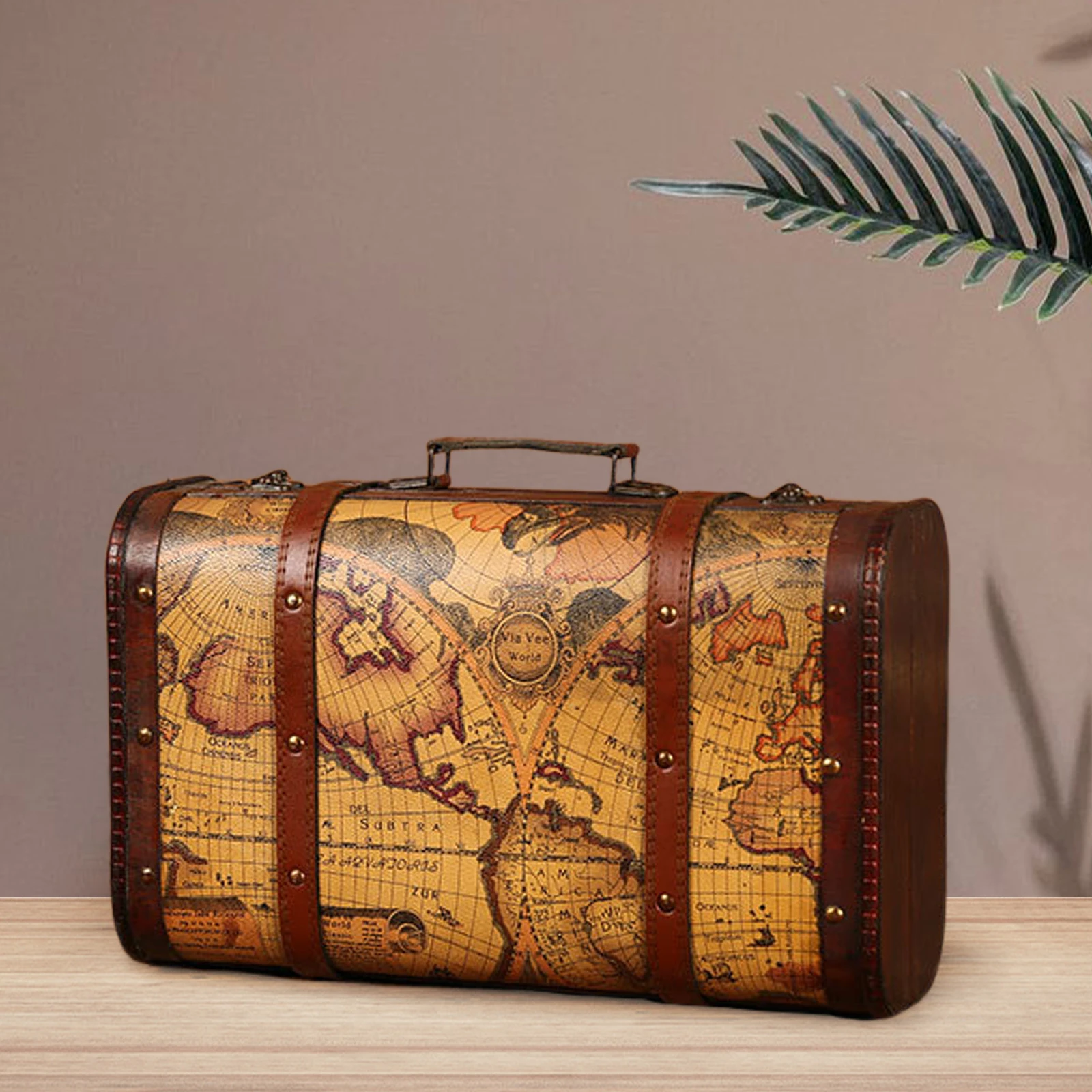 Vintage Suitcase with Handle Suitcases Photo Props Wooden Trunk Decorative Box Suitcase Wood Chest for Shop Window Shop Bedroom