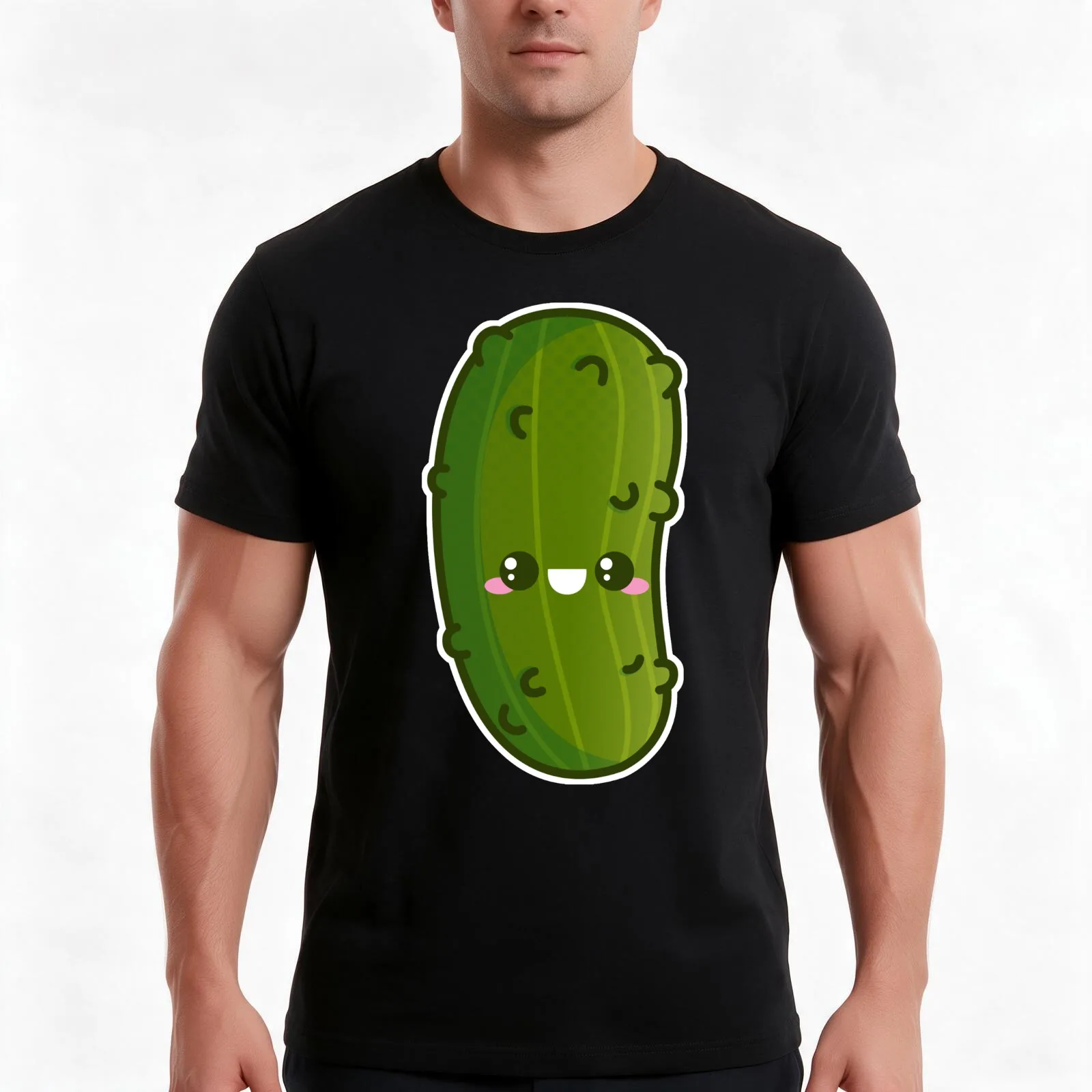 Kawaii Pickle T-Shirt, Summer Casual Cotton Tee, Oversized Streetwear Tops, Vintage Graphic Print, Loose Fit Short Sleeve