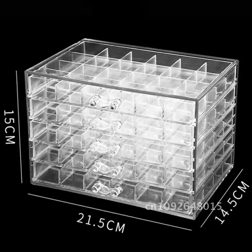 120 Grids Transparent Acrylic Nail Display Showing Shelf Cosmetic Storage Organizer Box Drawer Manicure Makeup Jewelry