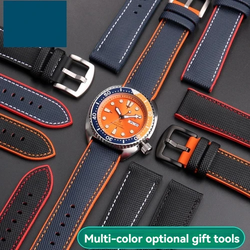 Imagen 2 del producto Correa inferior de goma de nailon de alta calidad Unisex 20mm 21mm 22mm 23mm 24mm correa de reloj impermeable para cualquier marca de reloj