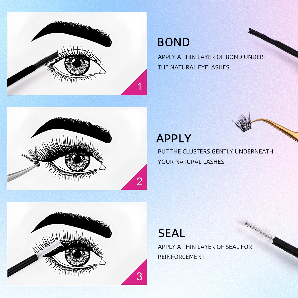 Eyelash Bond และซีลสําหรับ DIY Lash Clusters Long Lasting Lash กาว 48-72 ชั่วโมงมาสคาร่ากันน้ําแต่งหน้า