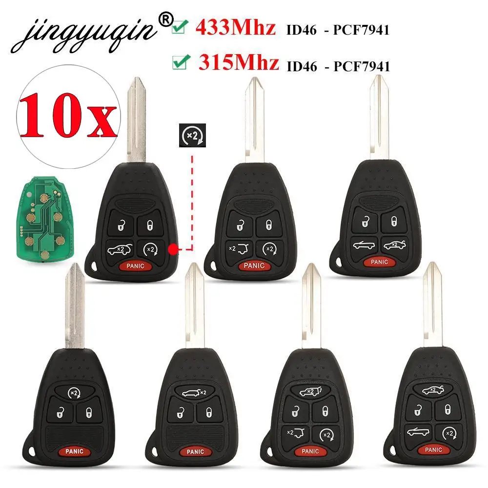 10pcs Remote Car key 315/433Mhz ID46 for Chrysler/JEEP/DODG 300 200 Aspen Sebring Commander CE0888 OHT692713AA OHT692427AA