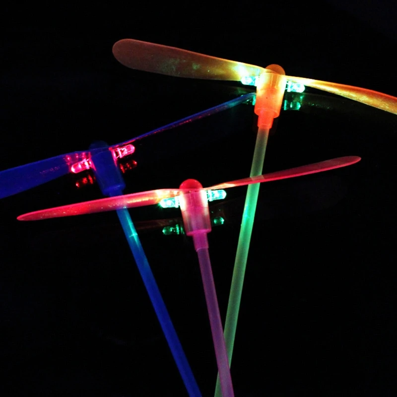 Luminous Flying Toy Outdoor Yard Toy Interactive Toy LED Bamboo Dragonfly for Boys Girls Backyard Children's Day Gift