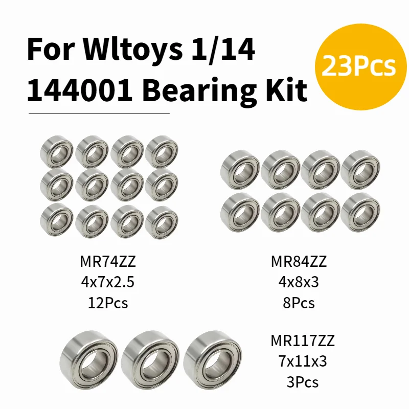 Ball Bearing Kit for 1/14 RC Car 144001 Bearing Replacement Upgrade Parts 4x7x2.5  4x8x3  7x11x3