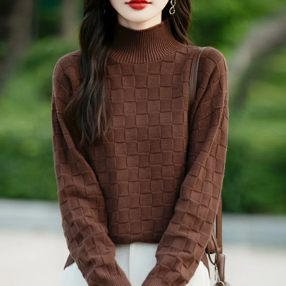 

Thiened вязаная основа irt f свитер с высоким воротником Chboard и рисунком, женский свитер из смеси хлопка и полиэстера, теплая