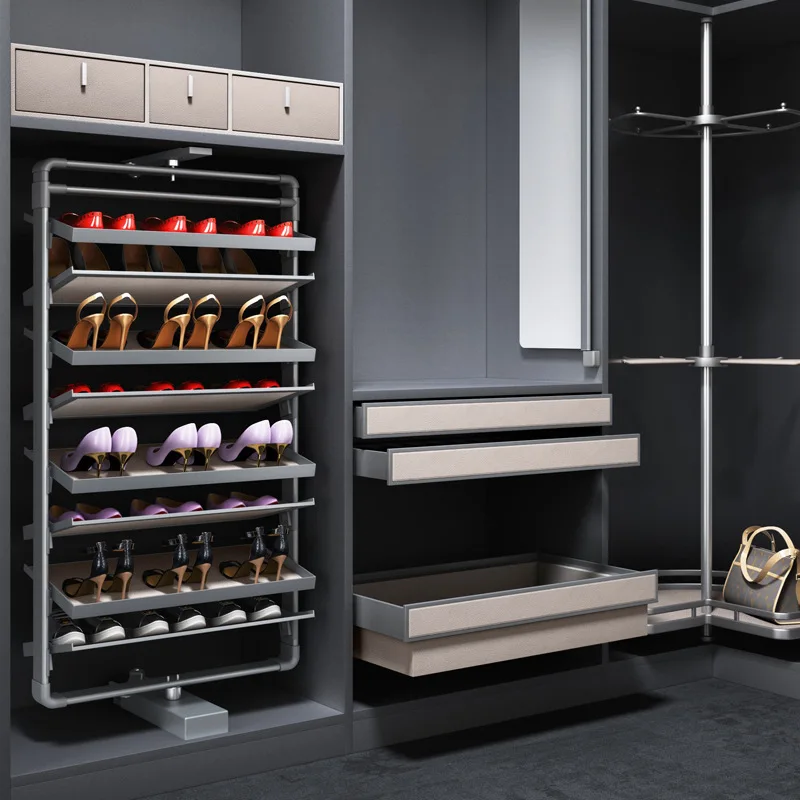 360-Degree multi-functional hardware accessories flip frame, aluminum alloy shoe cabinet multi-layer shoe rack sub-cabinet