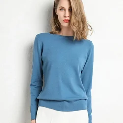 2024 donna Slim o-collo Pullover lana Cashmere Blending maglieria maglione autunno inverno camicia a maniche lunghe in maglia