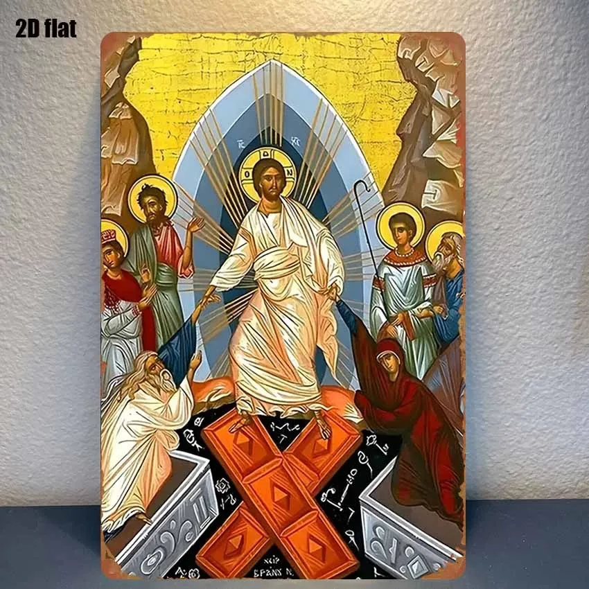 2D Vintage Metal Sign Easter Ascension Religious Wall Art Decor Farmhouse Style for Bedroom Bar Garage Garden Outdoor