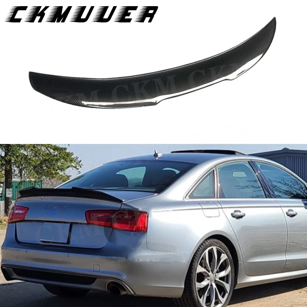

CKMUUER Car Rear Spoiler Wing Carbon Fiber for Audi A6 C7 S6 2012-2019 Car Rear Trunk Lid Spoiler Wing Lip Auto Accessories FRP