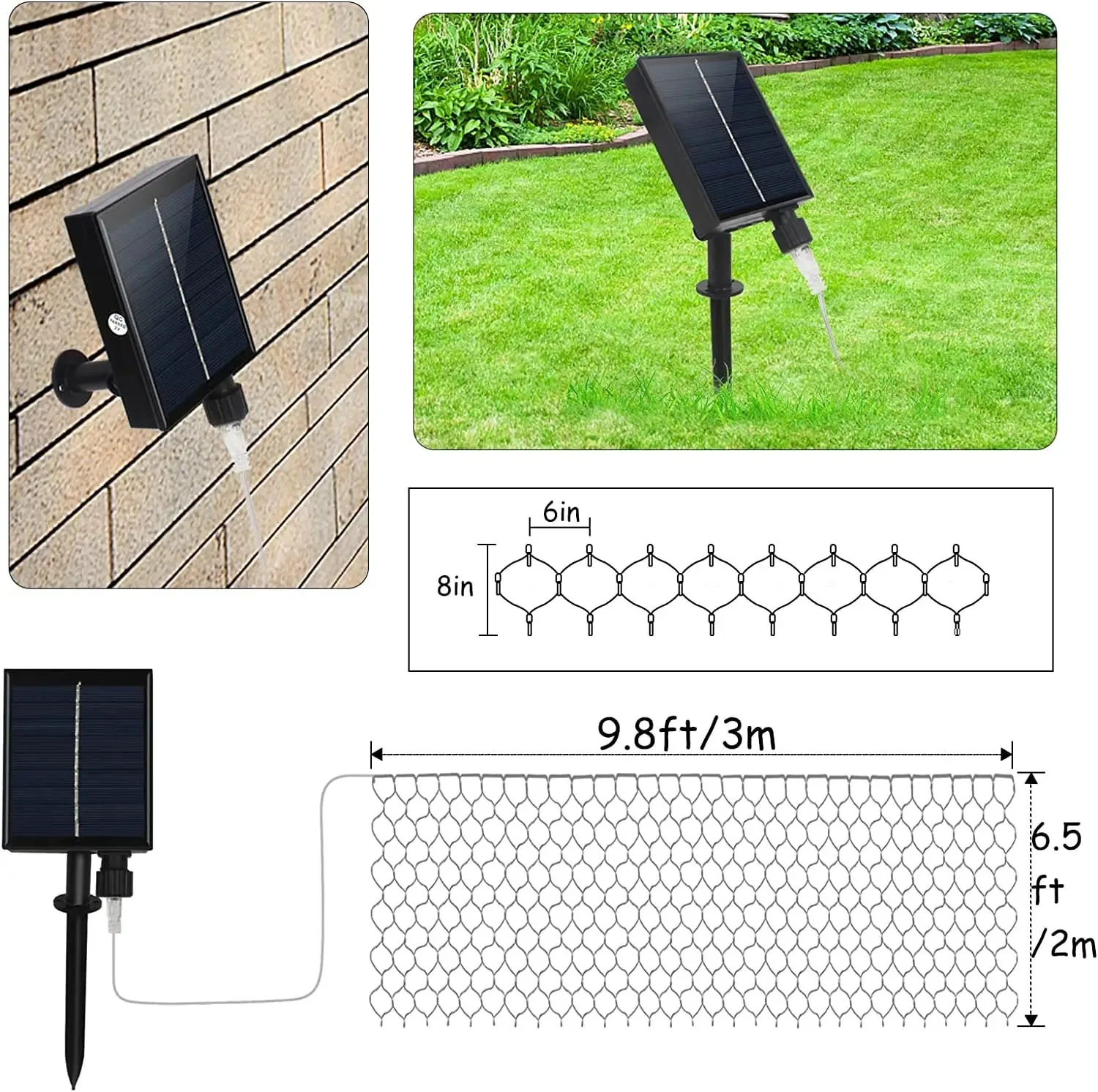 Solar Power colorful LED Christmas Garlands LED String Net Lights Fairy Xmas Party Garden Wedding Decoration Curtain Light