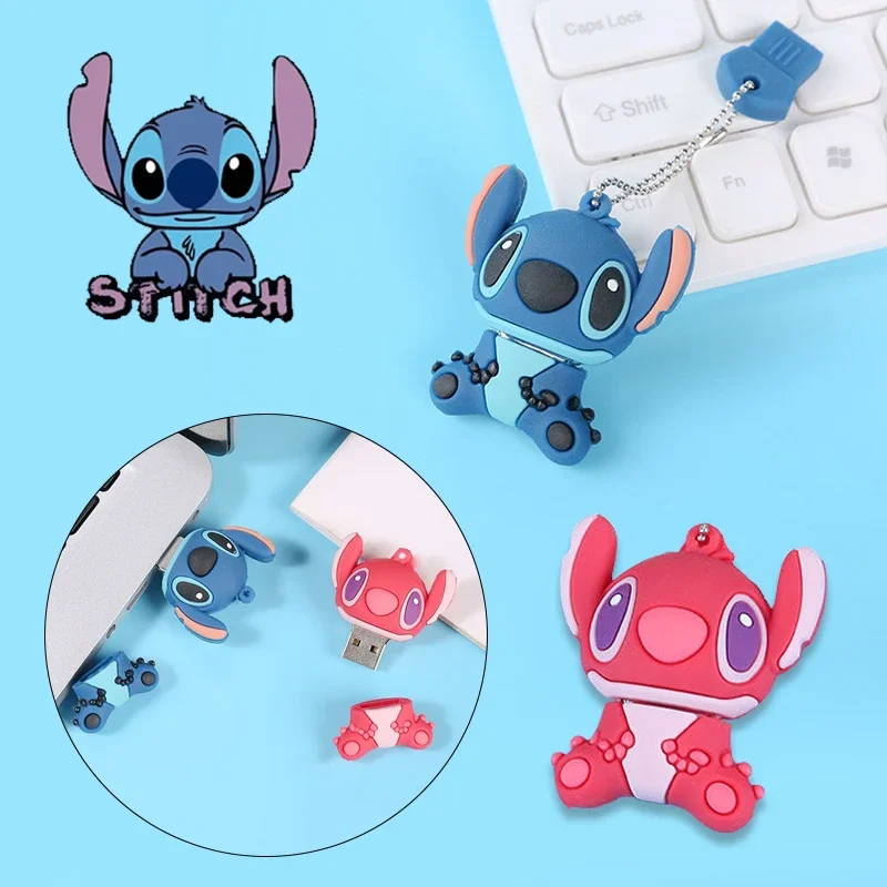 Disney Stitch Silicone Usb Flash Drive Cartoon Cute Mini Pen Drive 2GB 32GB 64GB U Disk Key Chain Waterproof 128GB Memory Stick