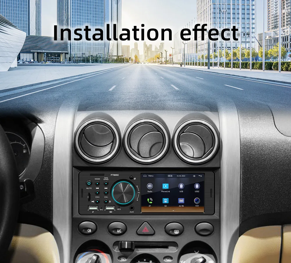 BQCC 1 Din4.1 بوصة تعمل باللمس راديو السيارة السلكية أندرويد السيارات carplay بلوتوث FM USB Mirrorlink 7 أضواء ملونة ستيريو السيارة