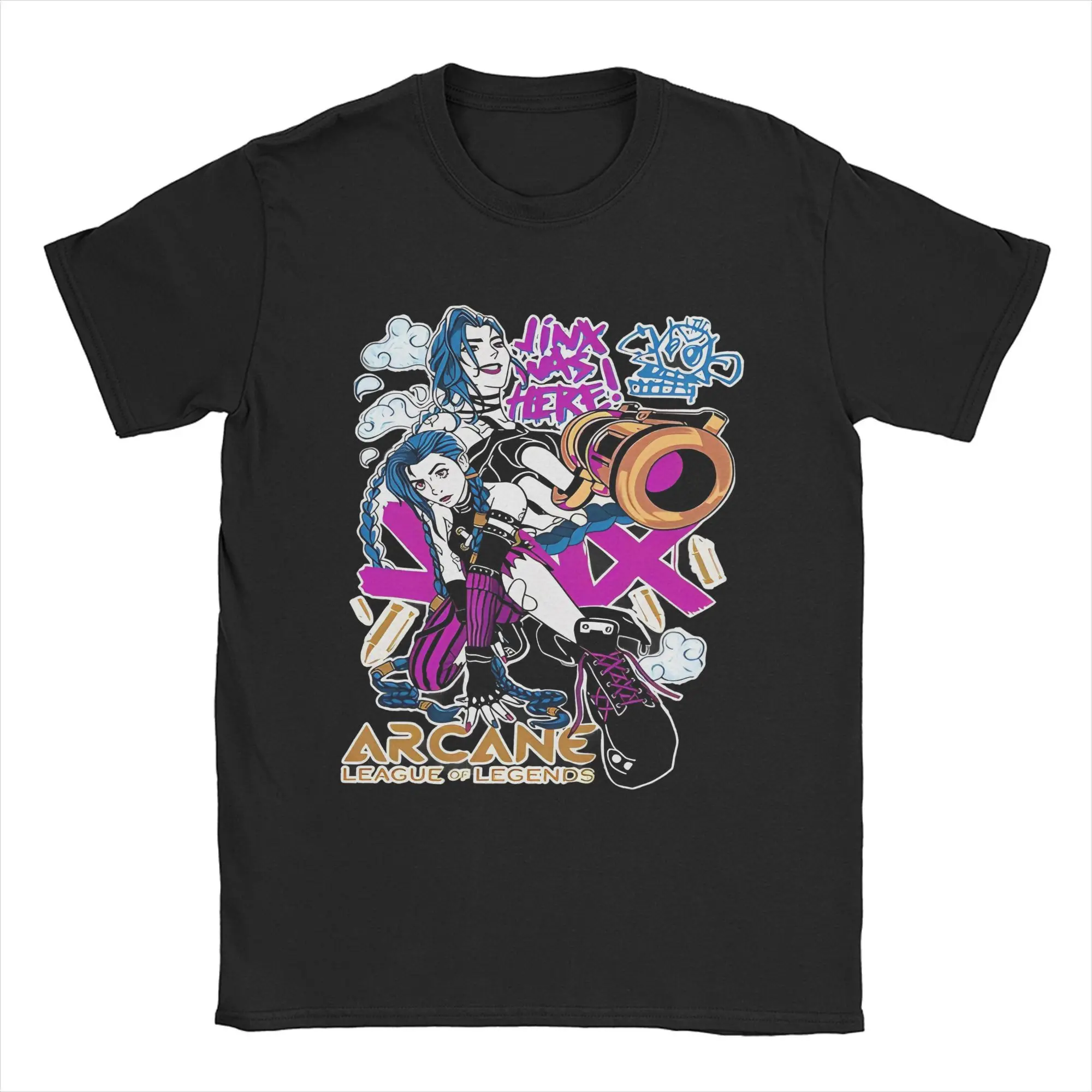 Arcane League Jinx Graphs T Shirt Men Women 100% Cotton Cool T-Shirt Crewneck  Tees Short Sleeve Clothes Summer