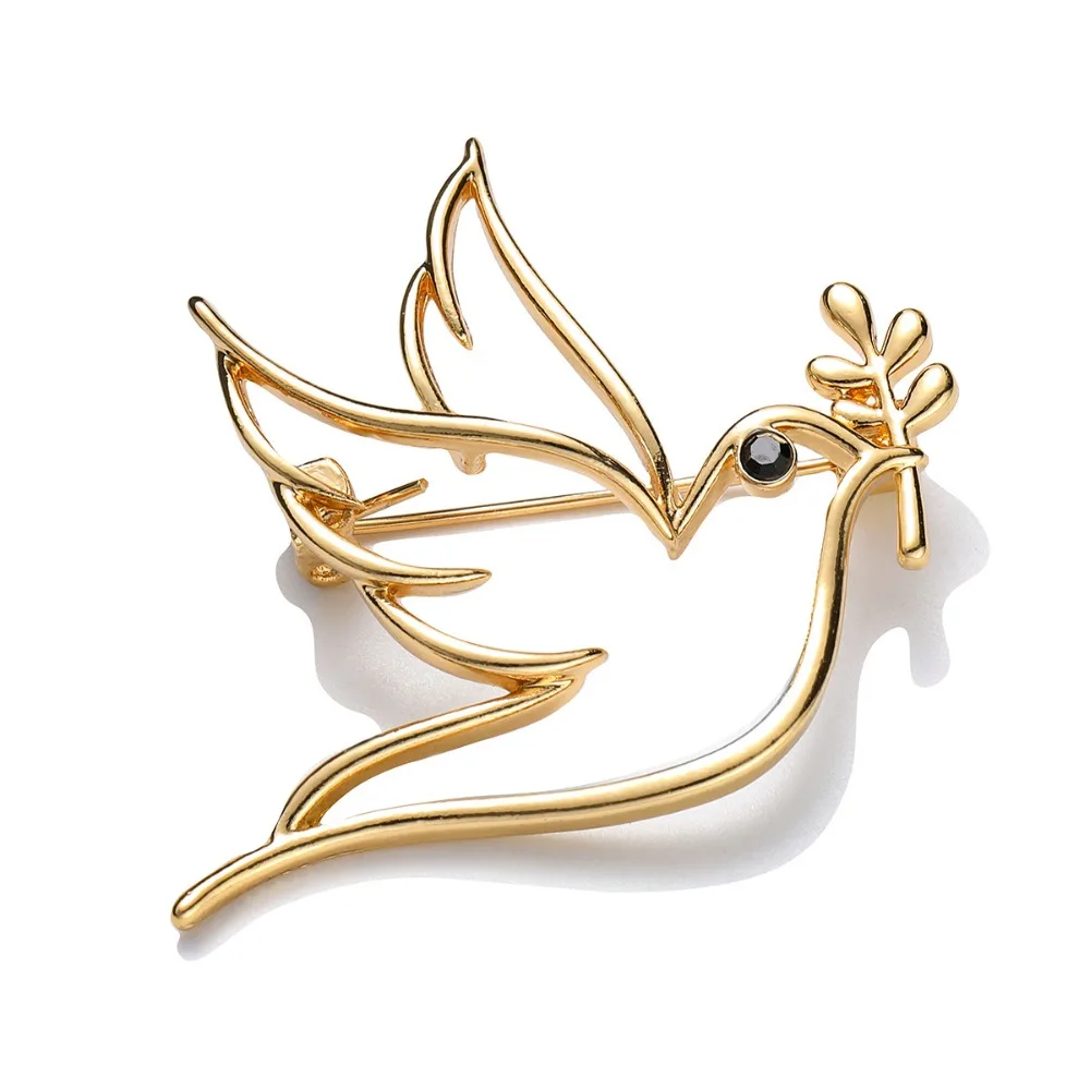 Exquisite Temperament Simple Hollow Olive Branch Peace Dove Brooch Suit Jacket Versatile Lapel Pin Women's Party Gift Jewelry