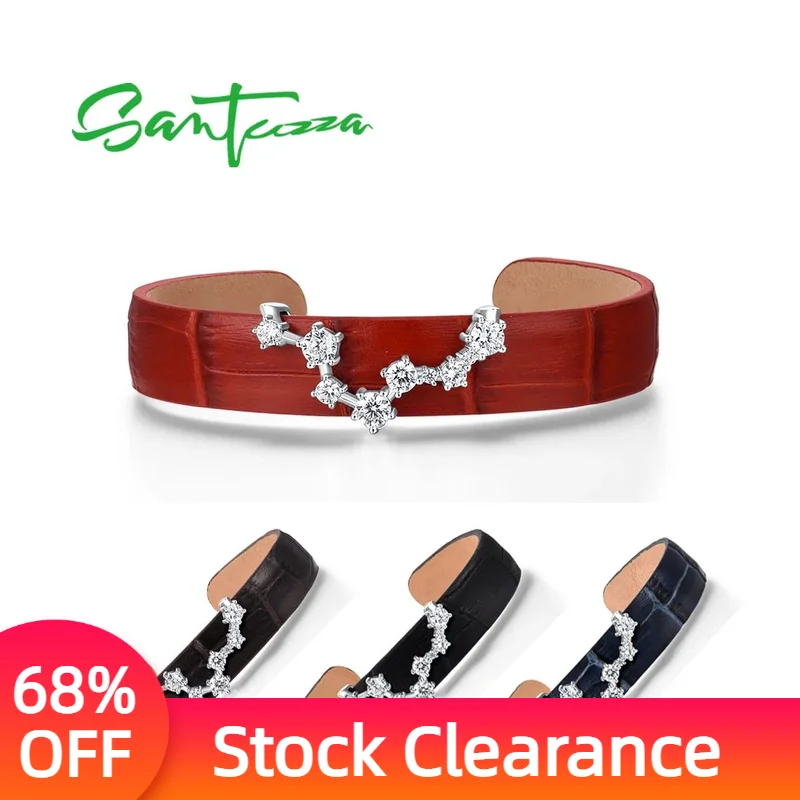 

Женский браслет из серебра 925 пробы SANTUZZA, регулируемый кожаный браслет красного/черного/коричневого/синего цвета рыб, Изящные Ювелирные украшения