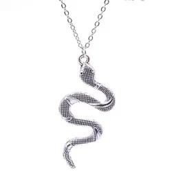 Big Python Snake Pendant Necklace for Women Silver Color Simple Vintage Clavicle Chain Collar Neck Jewelry Hiphop Punk Girl Gift