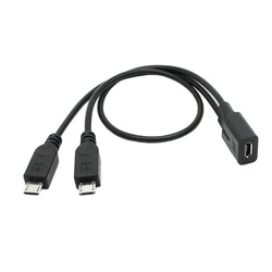 Rozgałęźnik Micro USB żeński 1 do 2 męskich Rozgałęźnik Micro USB Y Przewód do ładowania i przesyłania danych do telefonów komórkowych Tablety